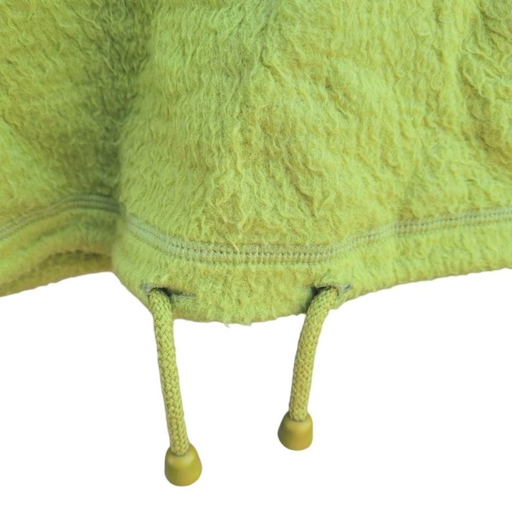 RARE Y2K 2000s Vintage Moschino Jeans Green Shag Quarter Zip Hood Crop Pullover - Picture 5 of 7